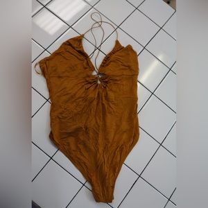 Free People Burnt Orange thin strap Bodysuit